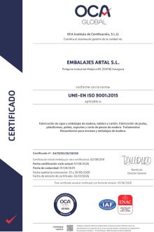 Portada de certificado ISO 9001